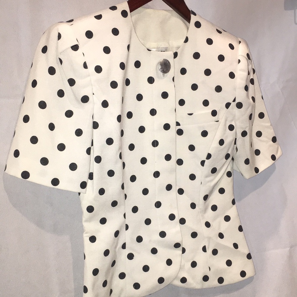 Kasper For ASL Petite Short Sleeve Polka Dot Jacket | Size 6